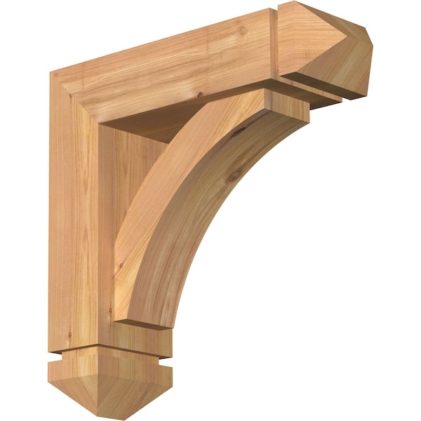 Ekena Millwork Thorton Arts and Crafts Smooth Bracket w/ Offset Brace, Western Red Cedar, 5 1/2"W x 18"D x 18"H BKT0604X18X18THR03SWR - main